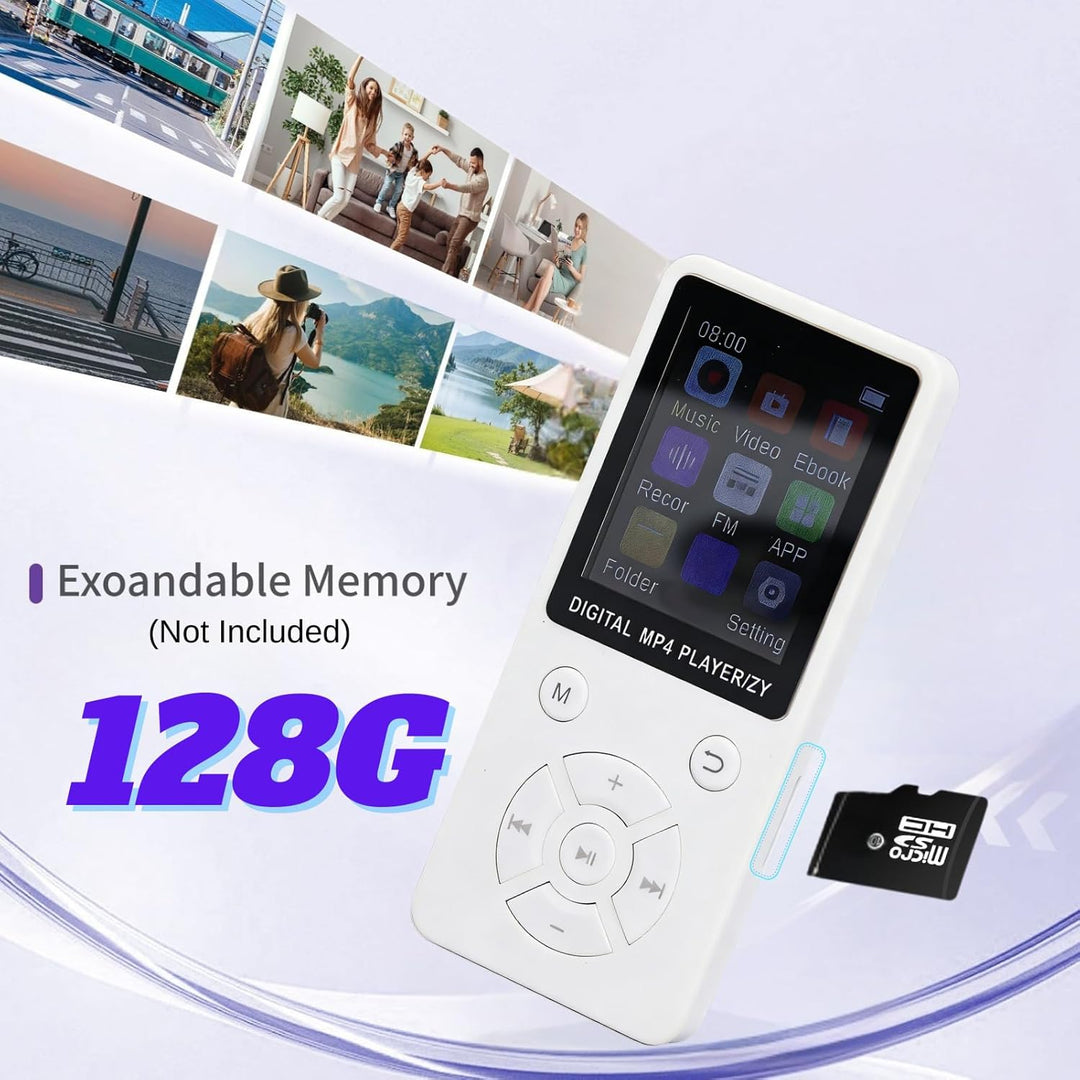 MP3-Player/MP4-Player 64GB Bluetooth 5.0 HiFi MP3 Musik-Player, 1,8-Zoll-LCD-Bildschirm mit Lautspre