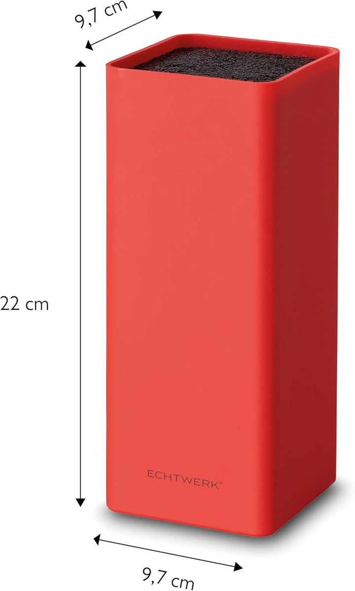 Echtwerk EW-MB-0135 Universal-Messerblock Square mit Borsteneinsatz, rot, Kunststoff