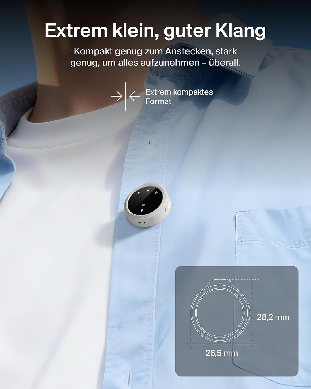 Belkin Stage Mini Mikrofon kabellos, 2er Set mit Clip für iPhone, Android, 24-Bit/48 kHz, 36 Std. Ak