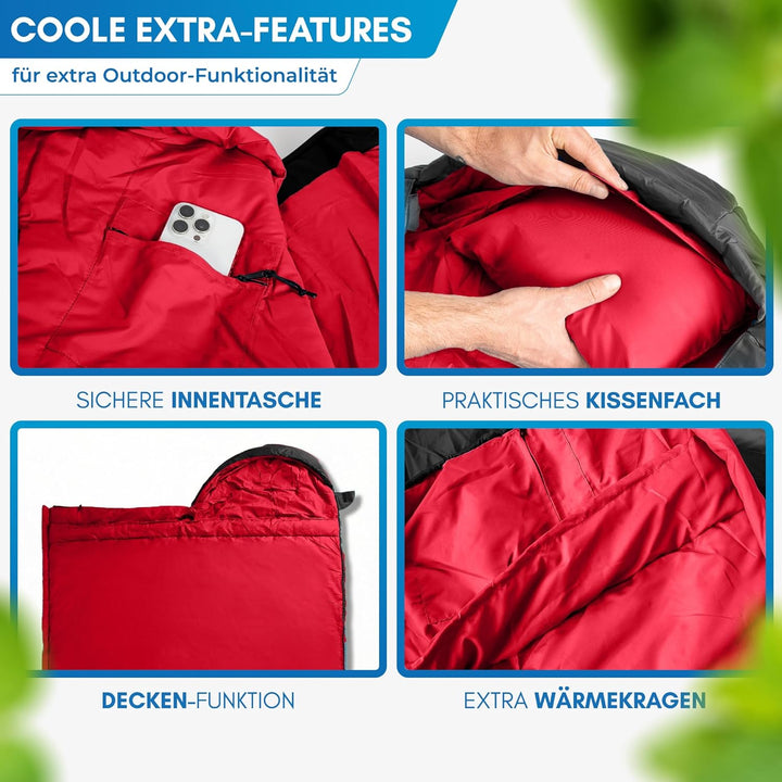 NORDMUT® Deckenschlafsack Erwachsene mit Zwei-Wege YKK-Reissverschluss – kleines Packmass & Ultralei