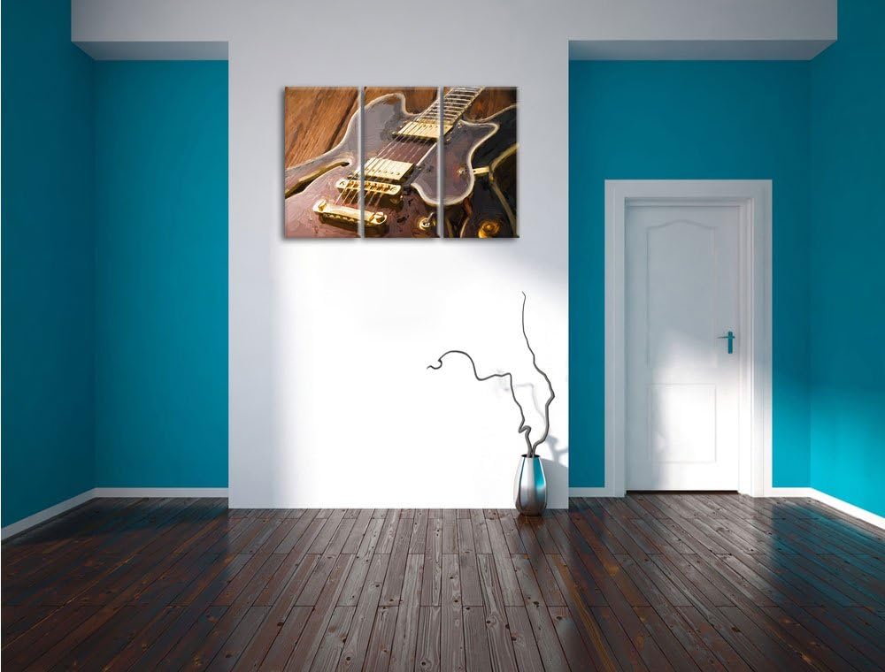 Pixxprint E-Gitarre als Leinwandbild | Grösse: 3 Teilig (120x80) | Wandbild| Kunstdruck | fertig bes