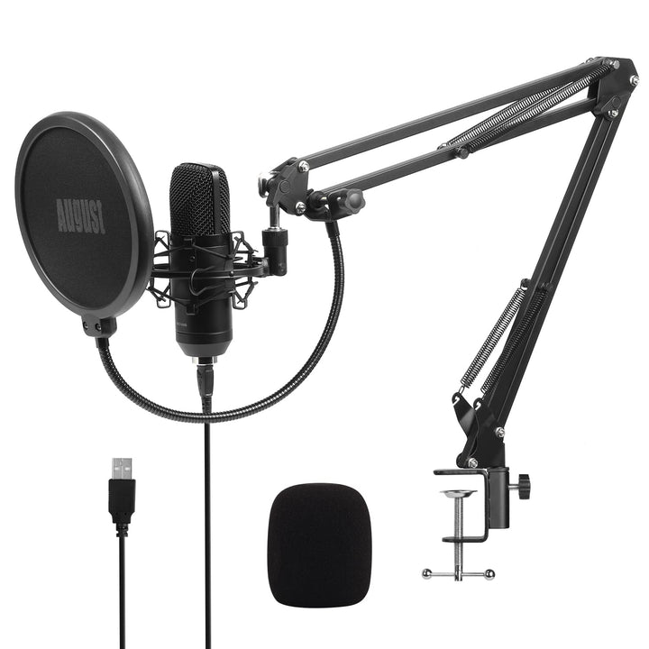 August REC100 USB Mikrofon Kondensator Mikrofone Kit mit Schwenkarm Unidirektional Shock Mount Popfi