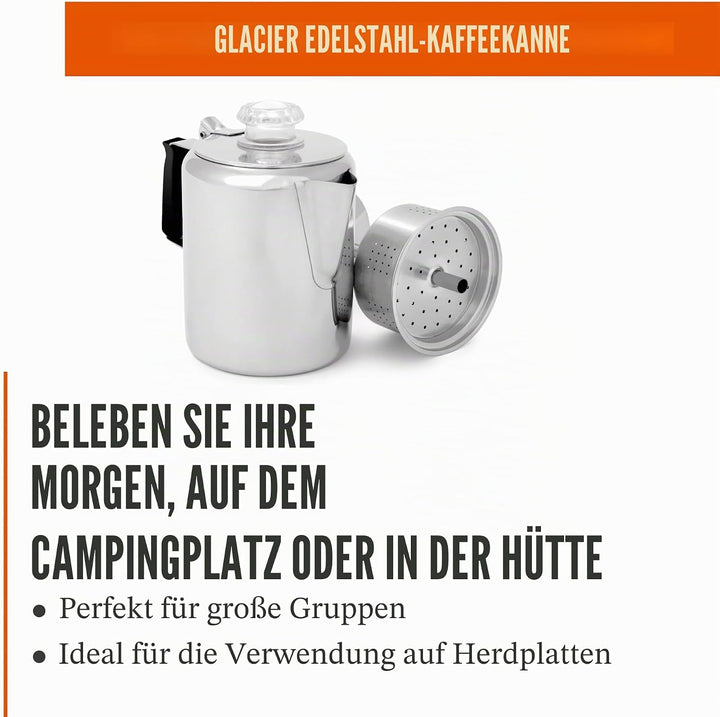 Gsi Outdoors Glacier Kaffeekanne aus Edelstahl mit Silikongriff 3 Tassen, 3 Tassen