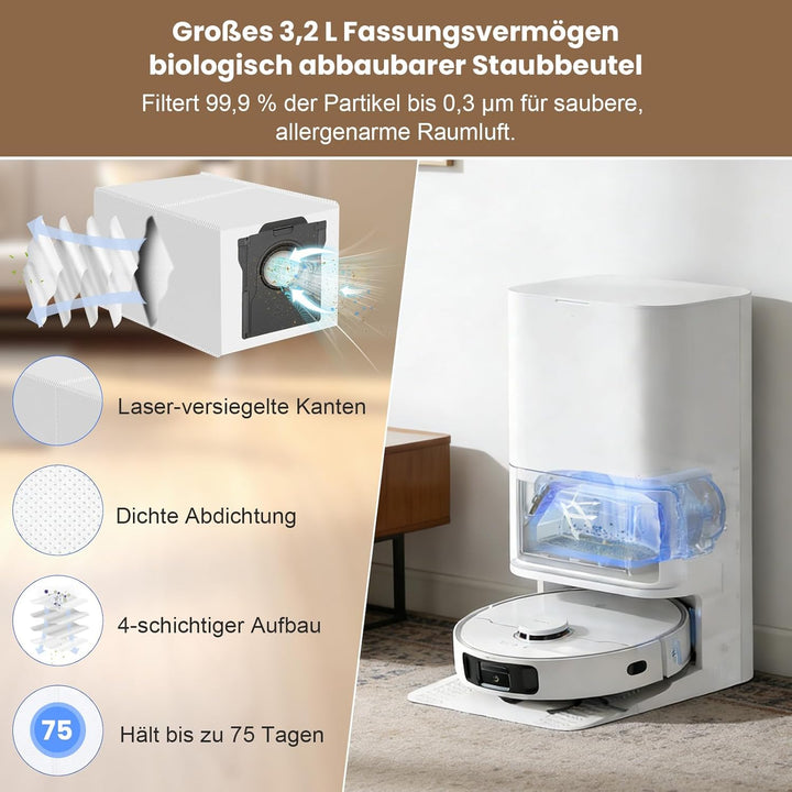 24 Stück Zubehör für Mova E40 Ultra Saugroboter, Ersatzteile set für E40 Ultra, 1 Hauptbürste, 6 Sta
