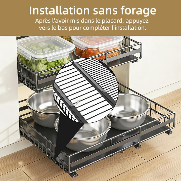 LANTUS Unterschrank für Spüle, ausziehbar, stapelbar, Regale für Schrank, Küche, Badezimmer, (31 – 4