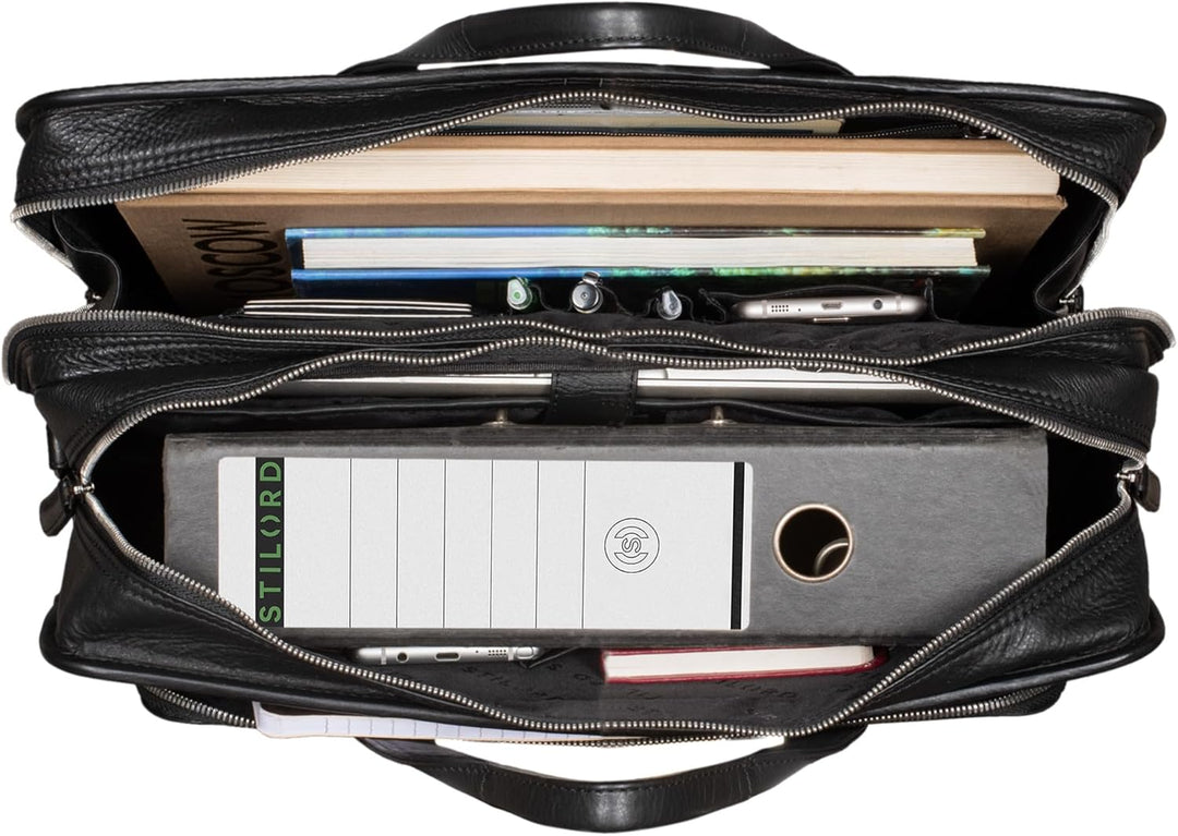 STILORD 'Yves' Aktentasche Herren Leder Arbeitstasche Dokumententasche 15,6 Zoll Laptoptasche Busine