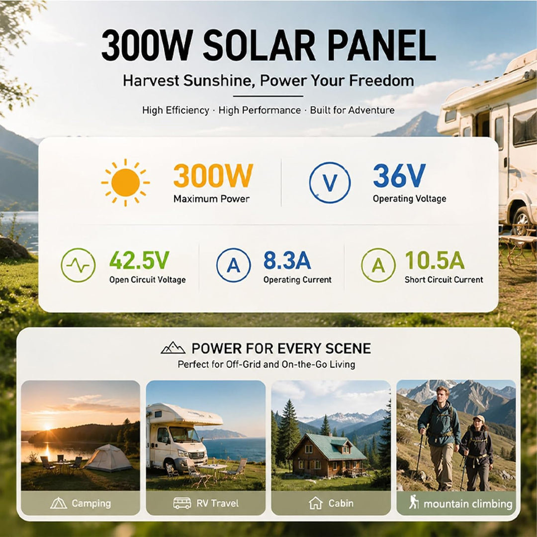 300W Faltbares Solarpanel Tragbares Monokristallin Solar Panel für Camping, 300W