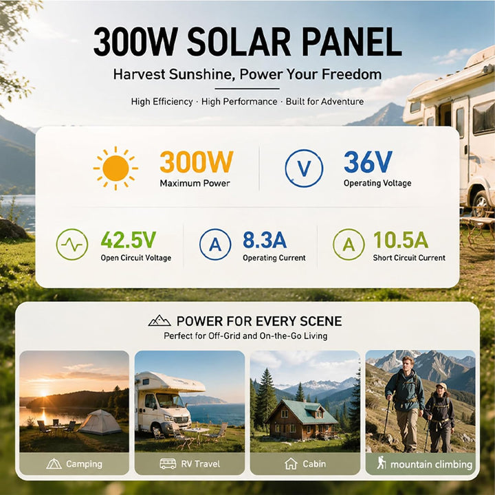 300W Faltbares Solarpanel Tragbares Monokristallin Solar Panel für Camping, 300W