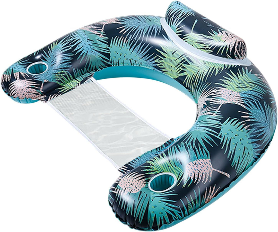 Palm Leaf Pool Float,Schwimmstuhl für Erwachsene - Schwimmbad-Wasserstuhl mit Getränkehalter,Schwimm