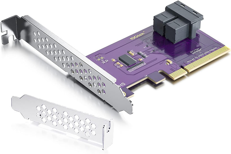 10Gtek® PCIe 3.0 X8 zu SFF-8643 Adapter für U.2 SSD, X8, (2) SFF-8643, mit Low-Profile Bracket, Supp