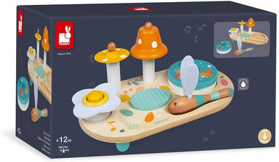 Janod - Pure Musiktisch mit 5 Funktionen - Kinder Spieltisch aus Holz - Musikalisches Holzspielzeug