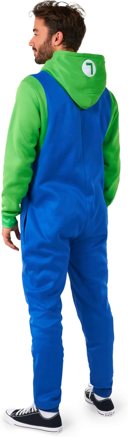 Opposuits Luigi Onesie für Erwachsene, Unisex, Nintendo Super Mario Einteiler, lockere Passform, ink