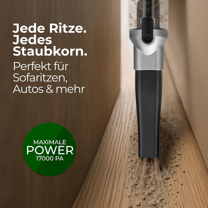 LEBENLANG Kabelloser Handstaubsauger Akku 17000PA I TESTSIEGER I Inkl. Starker LI-Akku & Standhalter