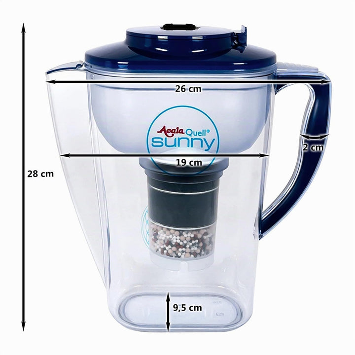 Wasserfilter AcalaQuell Sunny | Dunkelblau | Aktivkohle Wasserfilter | Höchste Filterleistung - mehr