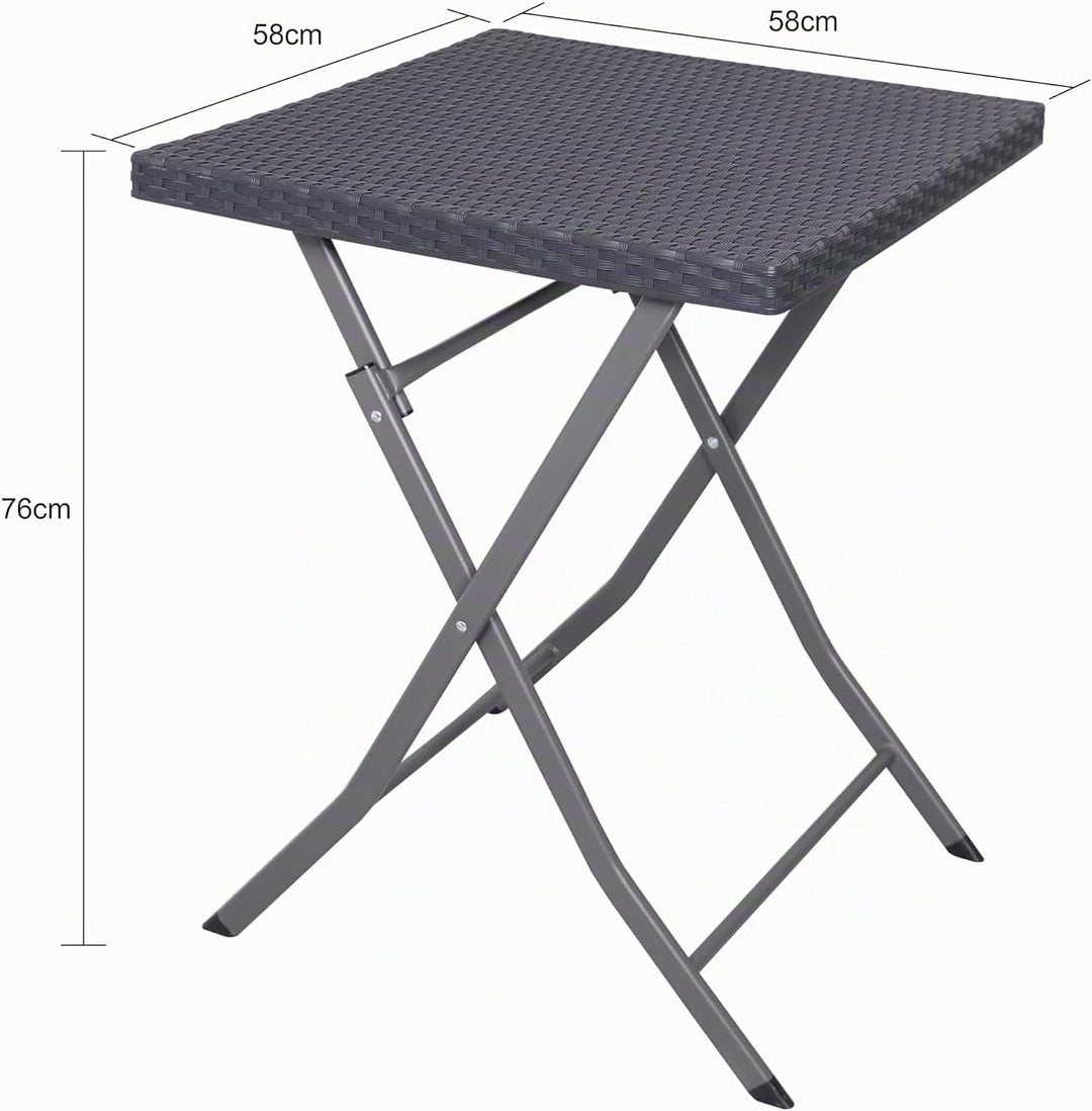 aro Outdoor Klapptisch, Stahl und Polypropylen, Rattan Optik, Grau, 58 x 58 x 76 cm, Wetterfest, für