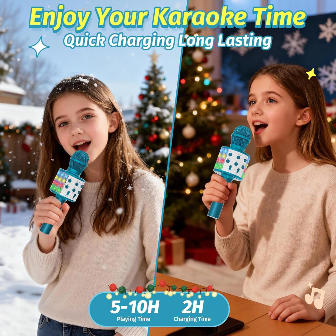 Fede Karaoke Mikrofon, Drahtloses Bluetooth Mikrofon für Kinder, Lustige Geschenke Spielzeug für Tee