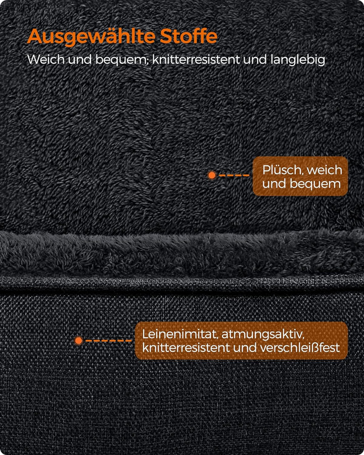 Feandrea Hundebett, Hundekissen in Leinenoptik, Hundekorb, erhöhte Ränder, rutschfeste Unterseite, B
