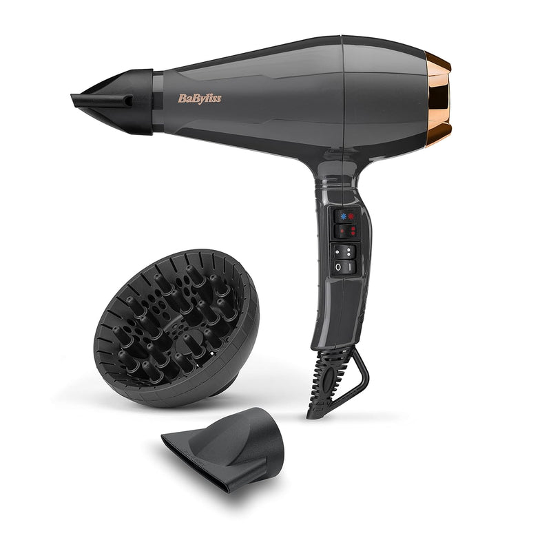 BaByliss Italian Air Pro 2200, Grau, AC-Motor, 2200 W Leistung, Ionen-Technologie, 6719DE & Super Sm