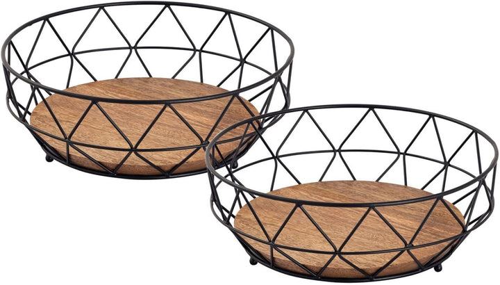 casamia Obstkorb Set 2 Stück Metall Brotkorb Obstschale rund Neo ø 28 H 10 cm Metall schwarz