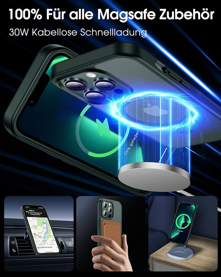 CASEKOO Magic Stand für iPhone 13 Pro Hülle für MagSafe [Militärschutz] [Unsichtbarer Ständer] Stoss
