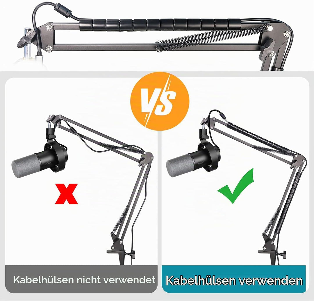 FIFINE K688 Mikrofonarm Boom Arm - Mikrofon Schwenkarmständer kompatibel mit FIFINE Recording XLR/US