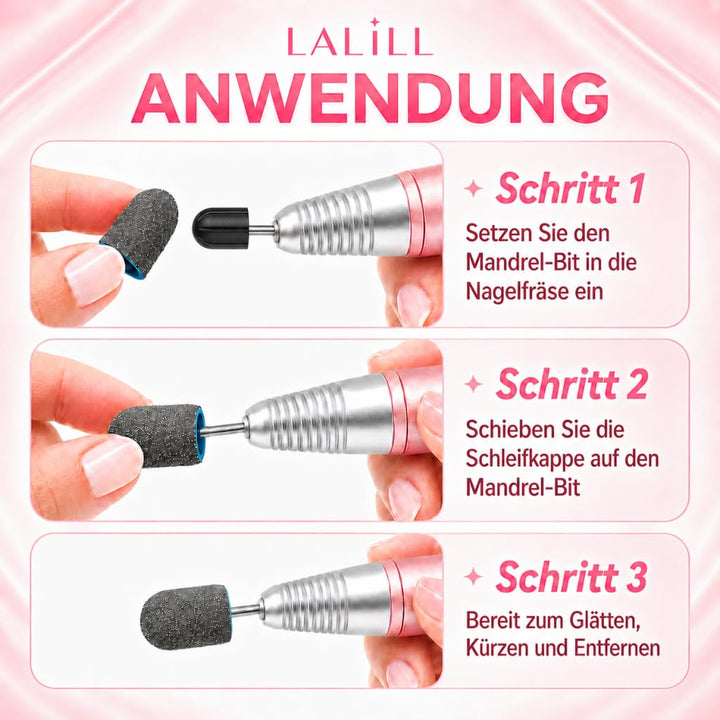 LALILL Schleifkappen LUX 50 Stück – Grafit Fräskappen für Nagelfräser – Maniküre, Pediküre & Podolog