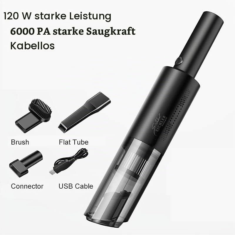 Sichler Haushaltsgeräte Handstaubsauger klein: Kompakter Akku-Handstaubsauger mit HEPA, 6 kPa, 120 W