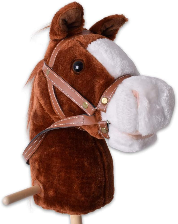 TE-Trend Hobby Horse 95cm - Stockpferd für Kinder mit Soundfunktion - rollendes Steckenpferd mit Plü