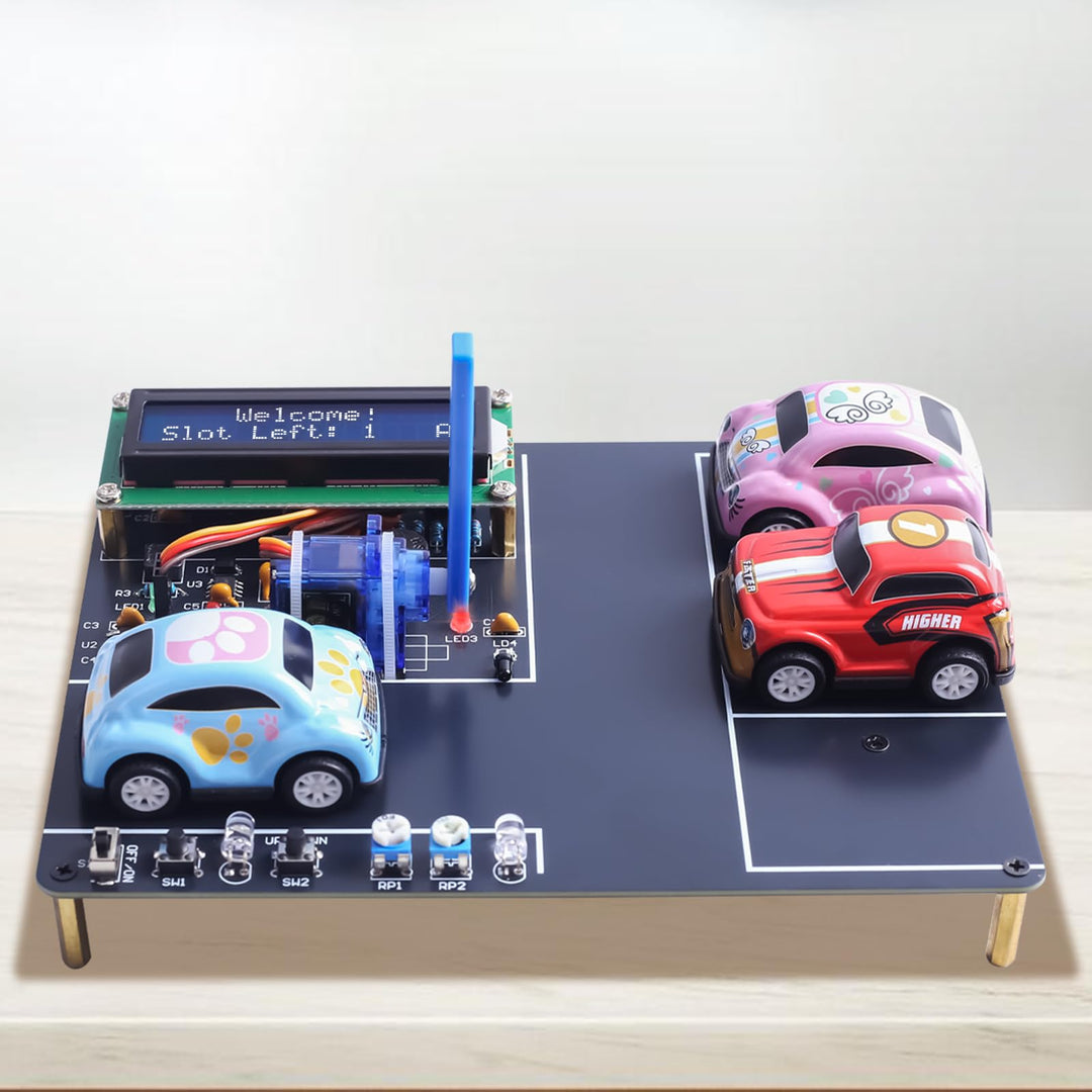Auto Parkplatz-Simulator Löt Bausatz, ElektoLoter Garage Lötprojekte mit LCD-Anzeige und 4 Mini-Auto