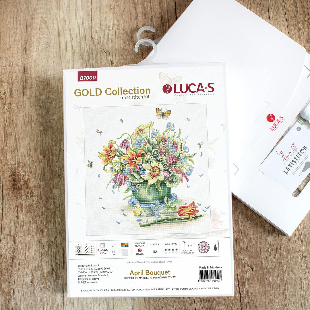 Kreuzstich-Zählmuster-Set, Motiv Aprilstrauss - Luca-S Gold