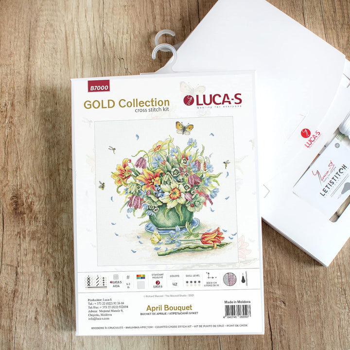 Kreuzstich-Zählmuster-Set, Motiv Aprilstrauss - Luca-S Gold