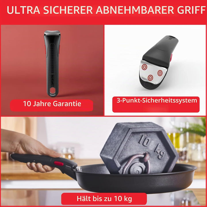 Tefal Ingenio Natural On Kochgeschirr, 4-teilig, stapelbar, Antihaftbeschichtung, Induktion, L766925