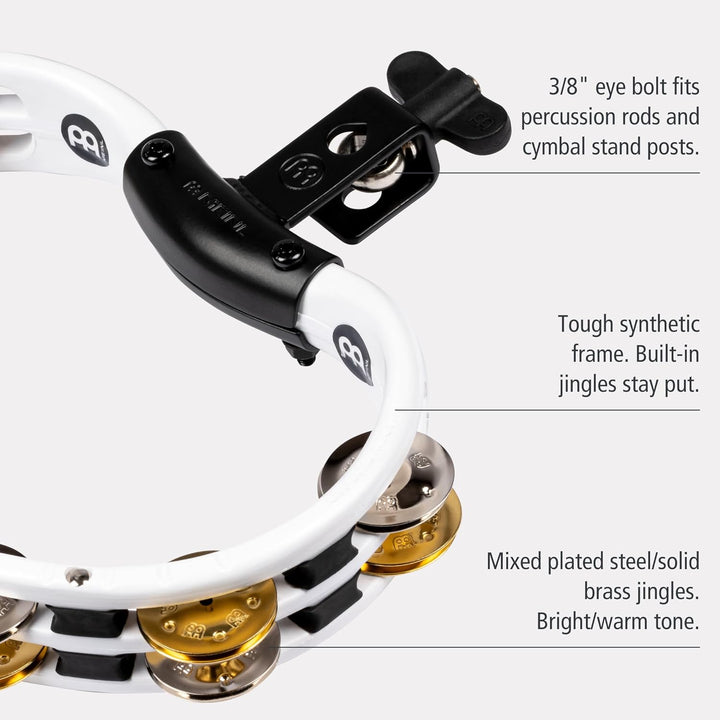 Meinl Percussion TMT2M-WH Recording-Combo Tambourine (ABS-Plastik) mit Messing- und Stahlschellen (2