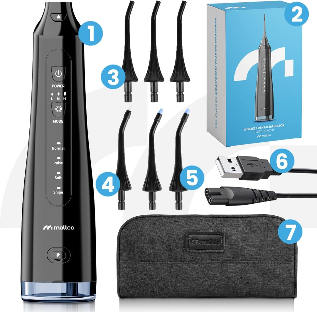 MalTec Munddusche Zahndusche elektrisch Toothie X60 150PSI Akku 2600 mAh 4 Betriebsmodi kabellos Sch