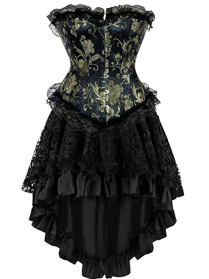 Jutrisujo korsett Corsagenkleid rock kleid corsage korsage schwarz damen vollbrust bustier gothic bu