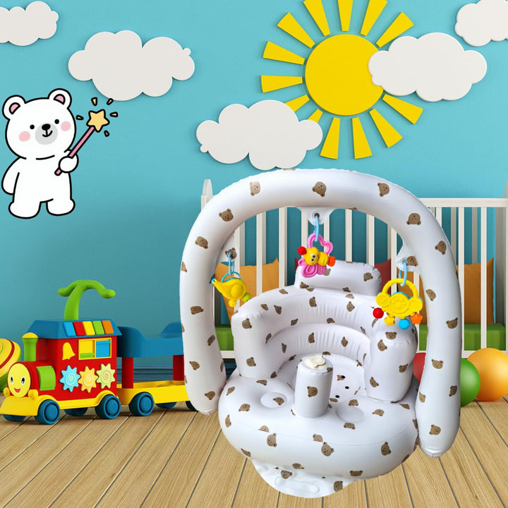Aufblasbarer Babysitz für Babys im Alter von 4–24 Monaten, integrierte Luftpumpe, Rückenstütze für K