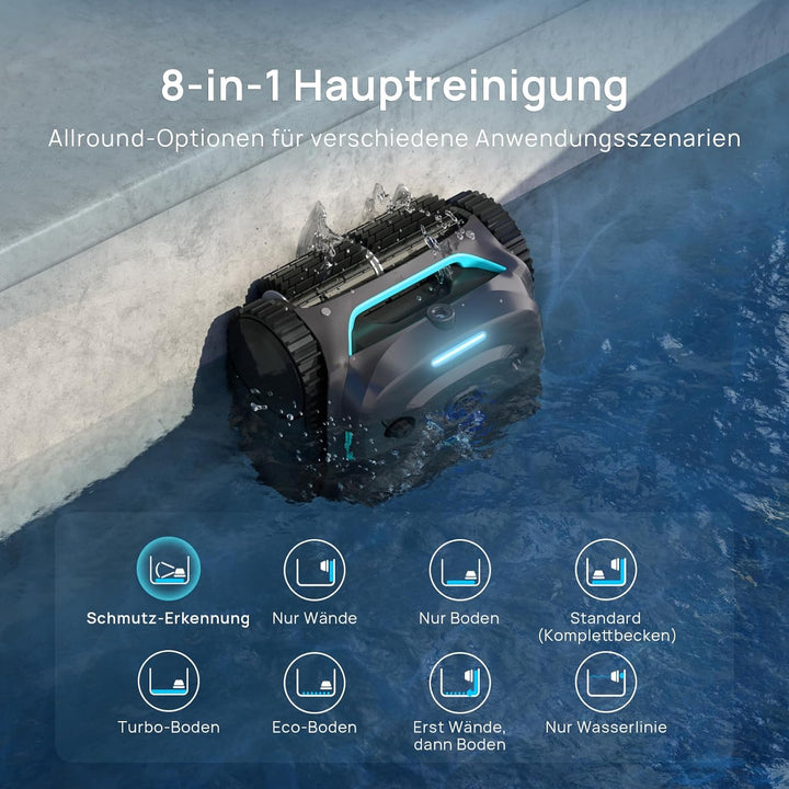 WYBOT (Neues Modell) C2 Vision-A Kabelloser Poolroboter Akku mit KI-Kamera, 8 Modi, starker Saugkraf