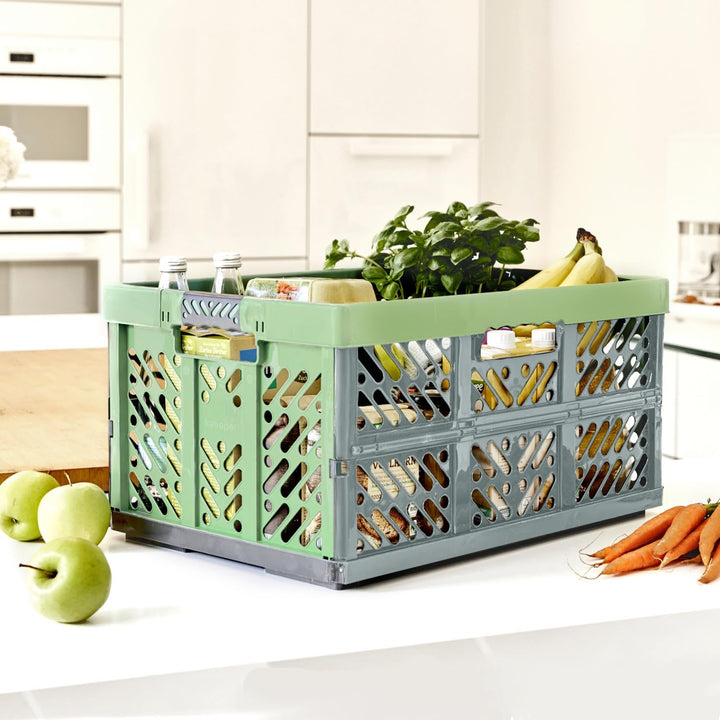 keeeper ben 4x Stabile Profi-Klappboxen mit Soft-Touch Griffen, 45 l, Eco Grass Green Eco Grass Gree