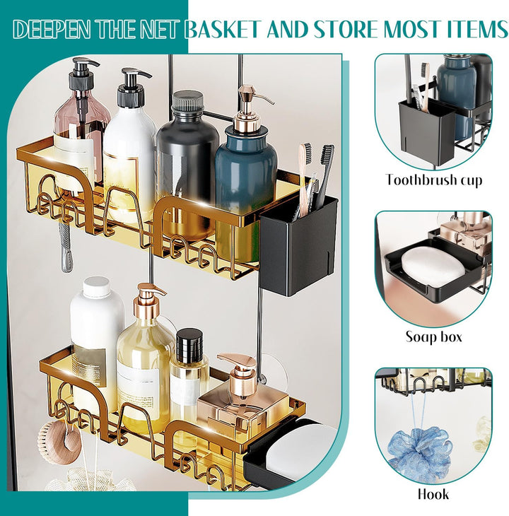 Duschregal Zum Hängen, Schwarz Duschablage ohne Bohren, Shampoo und Duschgel Halter Duschregal, für