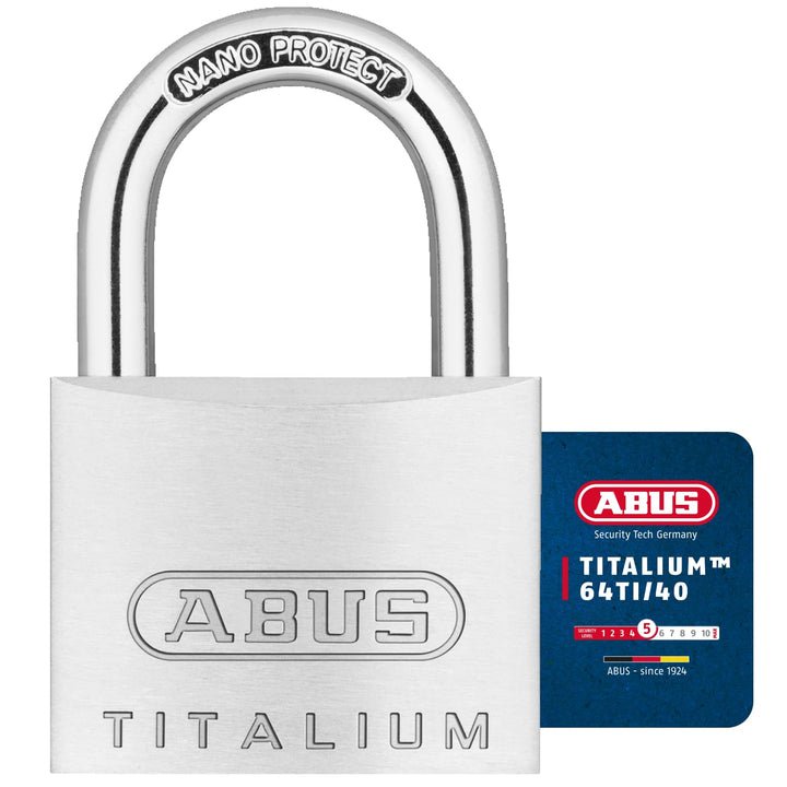 ABUS Vorhängeschloss Titalium 64TI/40 gl.-6413 - gleichschliessend - Kellerschloss mit Schlosskörper