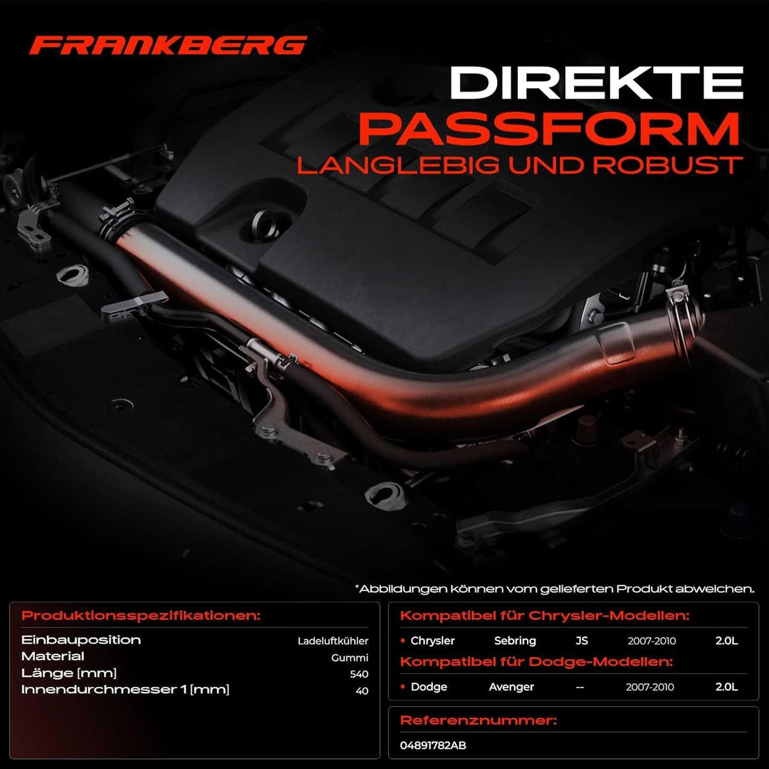 Ladeluftschlauch Turboschlauch für Sebring Sebring Cabriolet JS Avenger 2.0 CRD 2007-2010 04891782AB