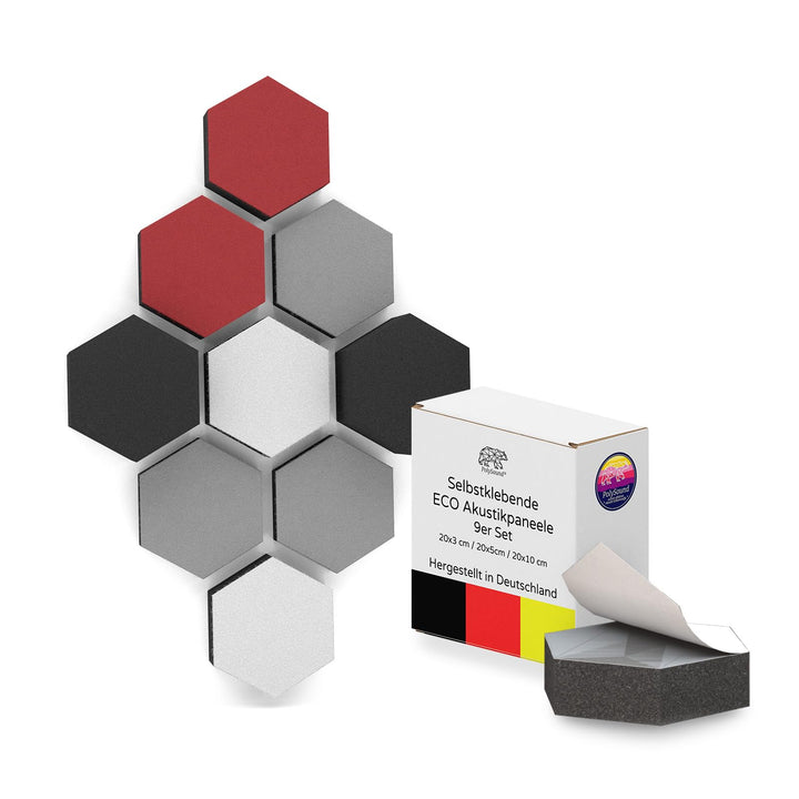 PolySound® ECO Akustikpaneele selbstklebend - Chic & Cherry - Extra Schalldämmung durch αw 0,9 – wie