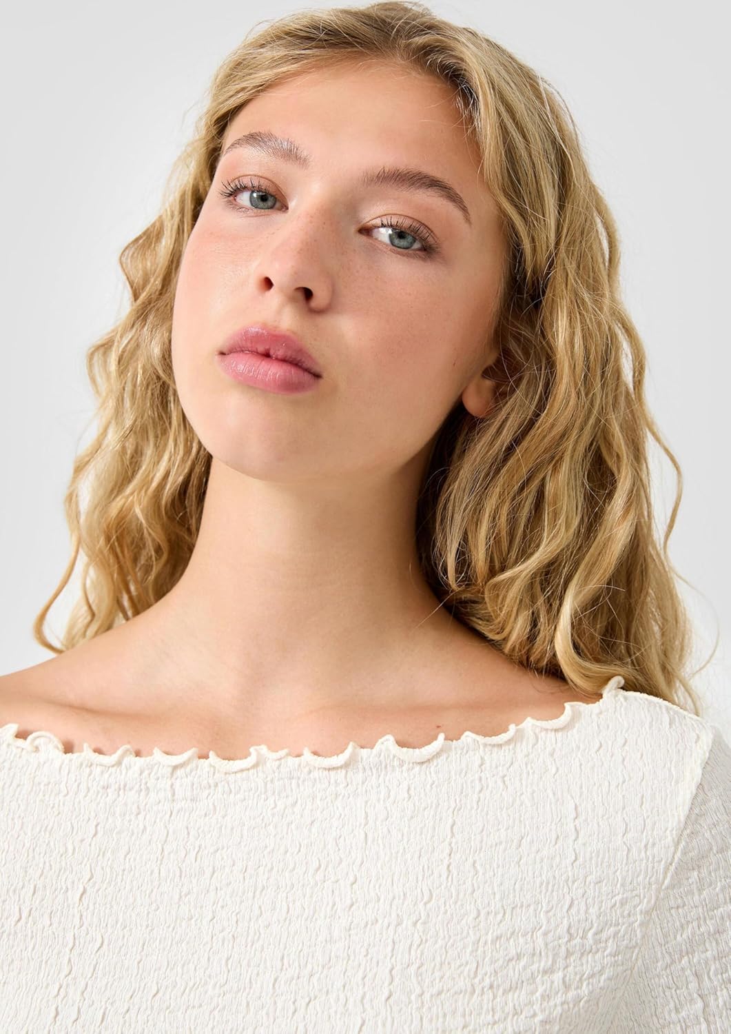 QS Damen Strukturiertes Langarmshirt T-Shirt Langarm XXL 0300_creme, XXL 0300_creme
