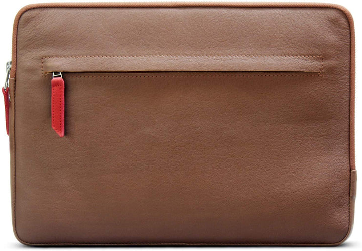 Pack & Smooch Für MacBook Pro 14 Hülle Pflanzlich Gegerbtes Leder Handmade in Germany Grau/Hellbraun