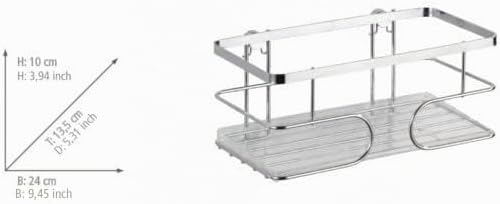WENKO Wandablage gross Premium Edelstahl, Edelstahl rostfrei, 24 x 10 x 13.5 cm, Glänzend Uno Maxi,