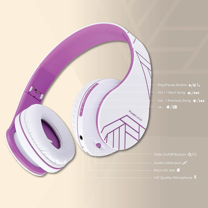PowerLocus Bluetooth Over-Ear Kopfhörer, Kabellos Stereo Faltbare Kopfhörer Kabellose und Kabel-Kopf