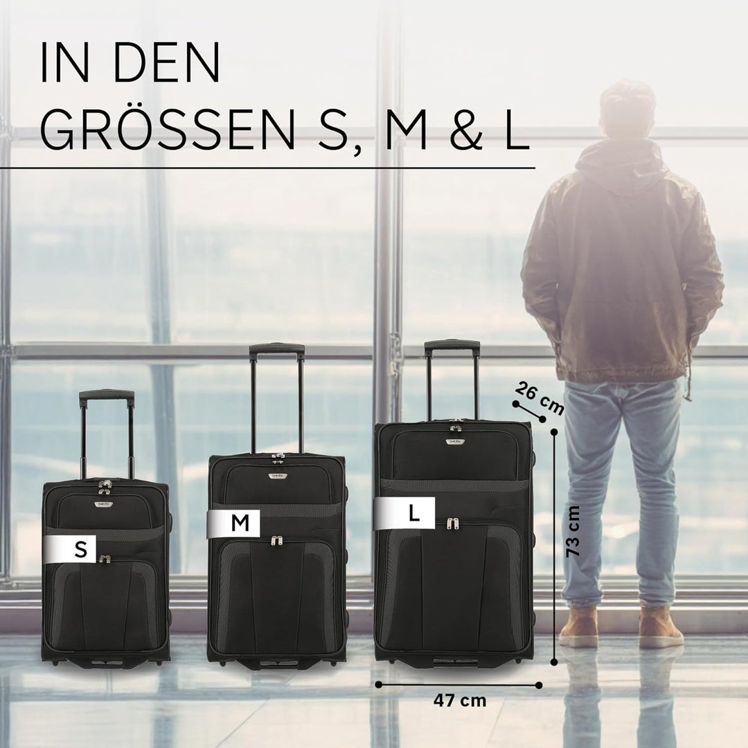 Travelite paklite 2-Rad Koffer Grösse L, Gepäck Serie ORLANDO: Klassischer Weichgepäck Trolley im ze