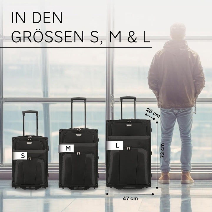 Travelite paklite 2-Rad Koffer Grösse L, Gepäck Serie ORLANDO: Klassischer Weichgepäck Trolley im ze