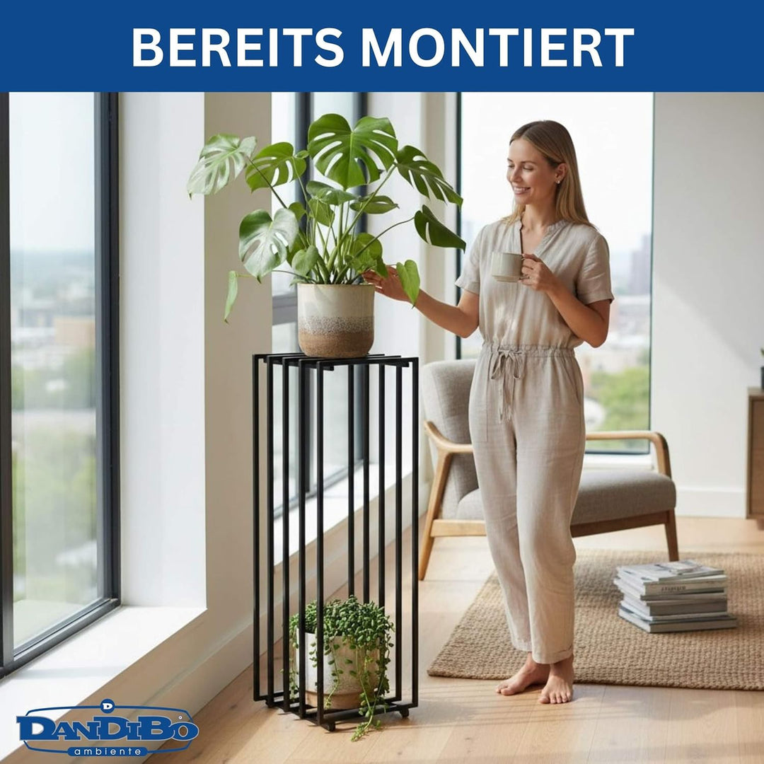DanDiBo Blumenständer Metall Schwarz Eckig 96609 Pflanzenständer Beistelltisch Modern Design Innen O