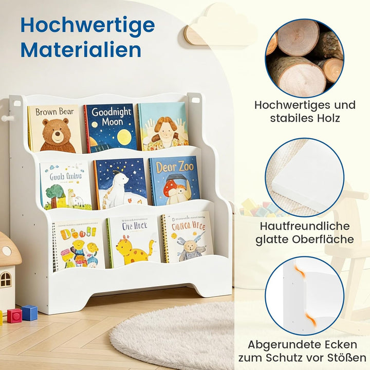 Bücherregal Kinder Montessori Kinderregal mit 3 Ablagefächern Regal Kinderzimmer Spielzeug Aufbewahr